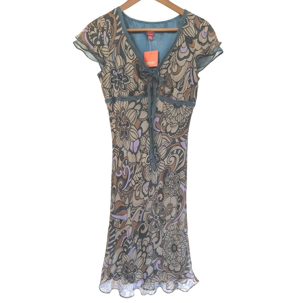 Y2K Esprit 100% Silk Slip Dress Whimsigoth Boho Fairy Sheer Sweetheart Size 6
